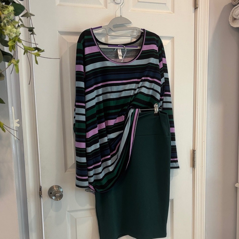 LuLaRoe Multicolor Striped Top and Skirt Set